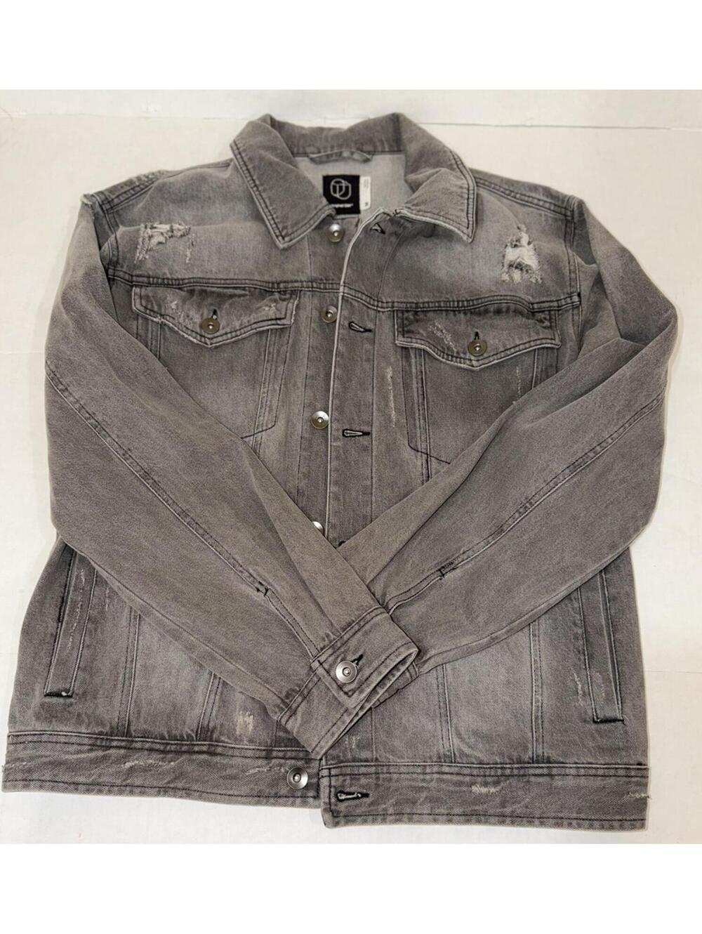 Size Medium Topman Washed Grey Ripped Distressed Denim Jacket Mens BNWT